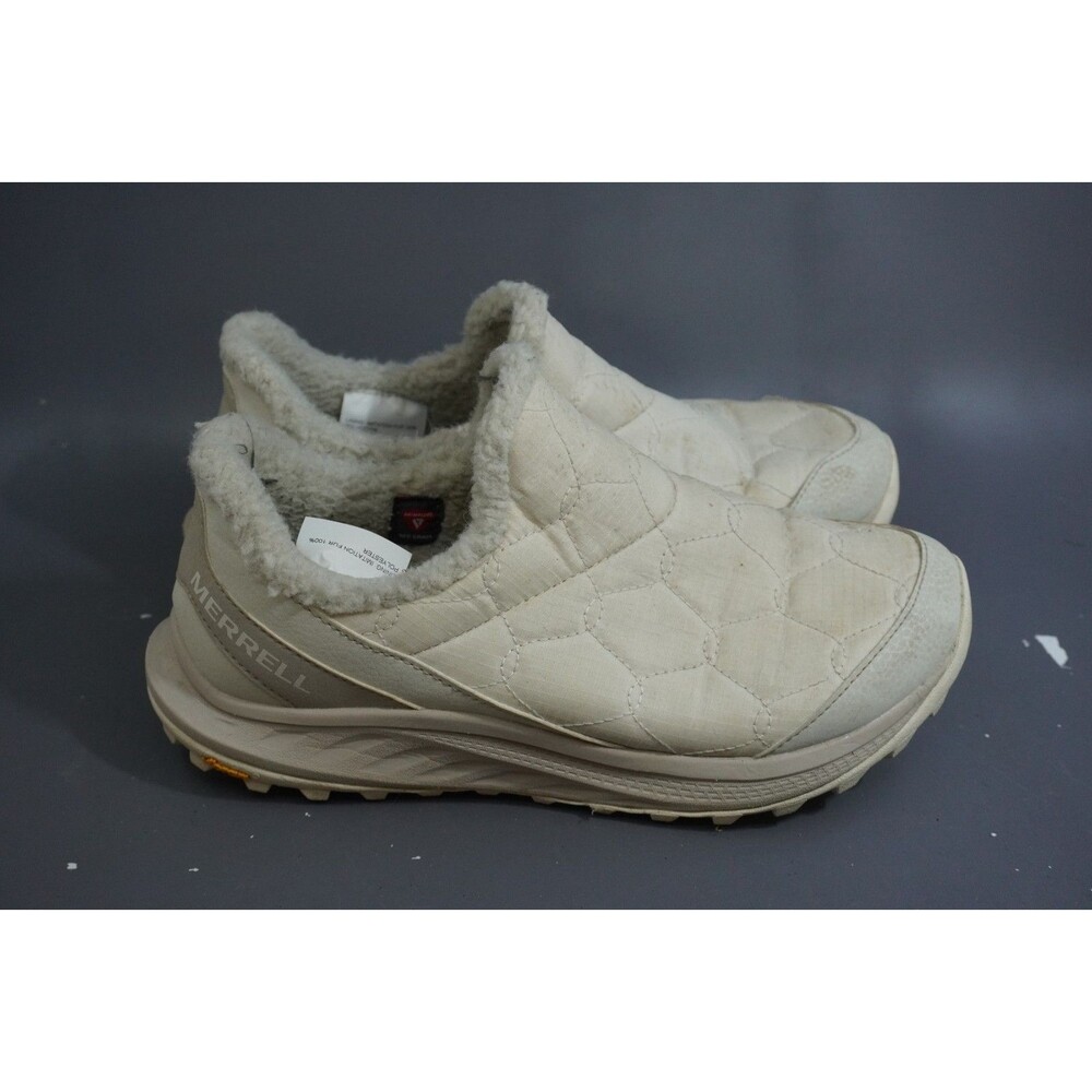 Merrell Antora 3 Thermo Moc Chalk White Puff Slip On Winter Shoes Womens Size 8